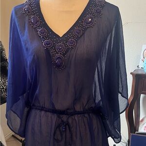 transparent blouse with beautiful and shiny stone borders used once